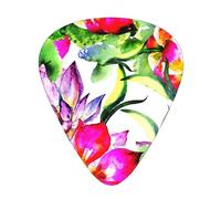 Yifhdes Tropical Exotic Flowers Pattern Guitar Picks 12-Pack For Acoustic Guitar Guitar Accessories 3 Thickness Plectrums Thin/Medium/Heavy For Guitar Players