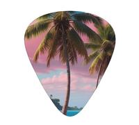 Yifhdes Tropical tree Pink Printed Guitar Picks,12 Pack Premium Guitar Picks 3 Different Thickness with Storage Box,0.5/0.7/1 mm