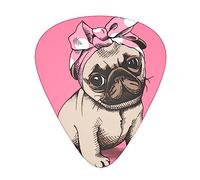 Yifhdes Unique Guitar pick Thin, Medium, Heavy & Extra Heavy Presented Fashion Guitar Picks for Acoustic and Electric Guitar (Pink Headband Puppy Pug)
