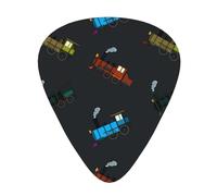 Yifhdes Unique Guitar Picks Compatible with Dark Gray Black Retro Steam Trains 12 Pcs Celluloid Guitar Picks Sampler Pack with Storage Case Gift for Ukulele Guitar Bass, Smooth Guitar Picks