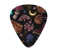 Yifhdes Unique Guitar Picks Compatible with Goth Moon Frogs Moth Magical Mushroom Leaves 12 Pcs Celluloid Guitar Picks Sampler Pack with Storage Case Gift for Ukulele Guitar Bass, Smooth Guitar Picks
