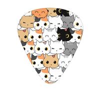 Yifhdes Unique Guitar Picks Gift for Ukulele Guitar Bass, 12 Pcs Celluloid Guitar Picks Compatible with Cute Cat Kitten Head Cartoon Cats with Box Holder, Anti Scratch Guitar Picks