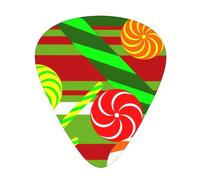 Yifhdes Unique Guitar Picks Gift for Ukulele Guitar Bass, 12 Pcs Celluloid Guitar Picks Compatible with Candy Cane Christmas Red Green Stripes with Box Holder, Anti Scratch Guitar Picks
