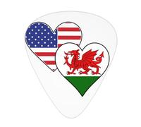 Yifhdes Welsh American Heart Flags Guitar Picks 12-Pack For Acoustic Guitar Guitar Accessories 3 Thickness Plectrums Thin/Medium/Heavy For Guitar Players