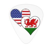 Yifhdes Welsh American Heart Flags Guitar Picks 12-Pack For Guitar Electric Acoustic Guitar Mandolin Bass 3 Thickness Plectrums Thin/Medium/Heavy For Guitar Players