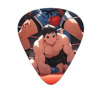 Yifhdes Wrestlers Sports Printed Guitar Picks,12 Pack Premium Guitar Picks 3 Different Thickness with Storage Box,0.5/0.7/1 mm