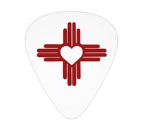 Yifhdes Zia With Heart Symbol - New Mexico State Flag Guitar Picks 12-Pack For Acoustic Guitar Bass Guitar Ukulele 3 Thickness Plectrums Thin/Medium/Heavy For Guitar Players