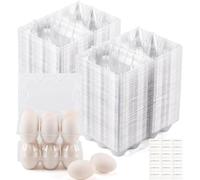 YIFIHGE 120 Pack Duck Egg Cartons Jumbo Egg Cartons Cheap Bulk with Sticker Labels Clear Empty Plastic Egg Containers Extra Large for Home Ranch Farm Commercial Market Display, 2×3 Grids