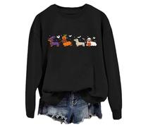 Yifinomi Dachshund Halloween Sweatshirt Cute Ghost Dogs Halloween Hoodie Halloween Pumpkin Dachshund Shirt Black