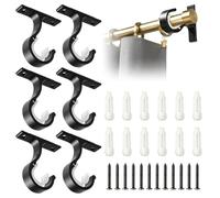 YIFKJYLF 6 Pcs Curtain Pole Brackets, Heavy Duty Curtain Rod Bracket | Suitable for Rods of Ø25-28mm, Curtain Rail Brackets for Hanging Curtains or Wardrobe Rail Brackets for Hanging Clothes