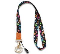 Yiflin Cool Neck Lanyard, Cute Keychain Holder for Women Men, Comfortable Long Strap with 2 Rings, Colored Dinosaur L, Large