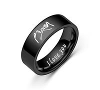 Yifnny Couple Rings, 2 Pcs Pinky Promise Ring Hand in Hand Ring Carved I LOVE YOU Matching Friendship Ring Engagement Wedding Bands Rings for Men Women (Pinky Promise Ring Size Men 8)