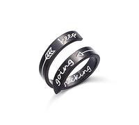 Yifnny Engraved Open Ring, Stainless Steel Wrap Ring Inspirational Ring Engraved Keep Going Personality Encouragement Gifts Ring for Women Men (Keep Going 1-Black)