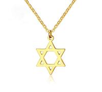 Yifnny Gold Star of David Necklace, Hexagram Pendant, 18K Gold Plated Stainless Steel, Unisex Adult, Necklace, Casual, 18.96 inches