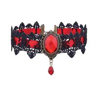Yifnny Lace Choker, Vintage Black Lace Choker Necklace Lolita Choker Gothic Style Vampire Choker for Party Halloween Costume Jewelry Choker Necklace for Women (Red)