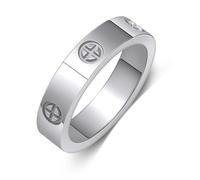 Yifnny Love Rings,Stainless Steel Ring Fashion Couple Rings Men Cross Personalized Friendship Ring Promise Ring Wedding Bands Jewelry Mother Gift for Women (11, Silver)