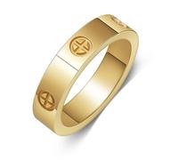 Yifnny Love Rings, Stainless Steel Ring Fashion Couple Rings Men Cross Personalized Friendship Ring Promise Ring Wedding Bands Jewelry Mother Rings for Women (6, Gold)
