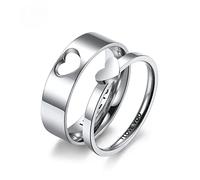 Yifnny Matching Couple Rings - I LOVE YOU Heart Promise Set for Her and Her Engagement Wedding (Men Size 8 & Women Size 7)