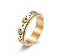 Yifnny Spinner Rings, Stainless Steel Spinner Ring Moon and Star Fidget Ring Stress Relieving Ring Engagement Promise Luminous Ring for Women Men