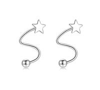Yifnny Twist Helix Earrings, Spring Stud Earrings Twisted Cartilage S Bend Earrings Heart Twist Spiral Barbell Earring Star Spiral Stud Earring Piercing Jewelry for Women (Star)