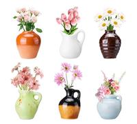 Yifugad Cute Mini Ceramic Vase Magnets for Fridge, Funny Plant Tiny Vase Cute Fridge Magnets for Refrigerator Decoration Kitchen Locker Office, Bouquet not Included (6Pcs Blue)