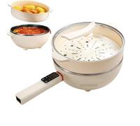 YIGECHENXIN 1350W Multi-Mode Electric Frying Pan 5.5L Stainless Steel Portable Travel Steamer Cooker Easy To Clean Suitable for 3-6 People To Make Food 220V,5.5L
