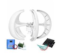 YIGECHENXIN 14000W Vertical Wind Turbine Set, 12V 24V 48V 220V Wind Generator with MPPT Controller for Home Use (White, No Noise),12V