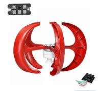 YIGECHENXIN 220V, 3500W Vertical Axis Wind Turbine Generator, 5 Blades Wind Turbine Kit 2M/S Wind Speed Starting Wind Power Generator for Home, Camping(Red)