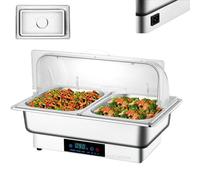 YIGECHENXIN 220v 600w Luxury Chaffing Dishes Buffet Single/double/triple grid Multifunctional Food Warmer Strong and durable Rectangular buffet stove(9L),Double