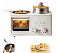 YIGECHENXIN Non-Stick Multi-Function Mini Breakfast Machine, 8L Stainless Steel Countertop Oven with Independent Temperature Control Function Home-Use Omelette Machine,White