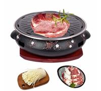 YIGECHENXIN Round Stainless steel charcoal barbecue pot, Portable Mini Cast Iron barbecue grill Even heating and easy to clean Can accommodate 5 people