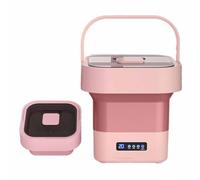 YIGECHENXIN small Spin Basket Laundry Machine, With hidden handle Large-capacity portable folding washing machine Automatic drainage Applies to Underwear, socks, baby clothes,Pink