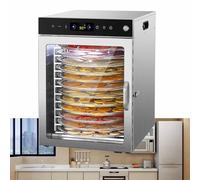 YIGECHENXIN Stainless Steel 12-Tray Commercial Food Dehydrator with Digital Display Electric Vegetables Drying Machine for Fruits, Herbs, Snacks, Nuts 800W,220V