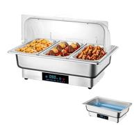 YIGECHENXIN Three grids Buffet Chafing Dishes 220V 9L 2 in 1 patry Food Warmers 50~90°C Touch temperature control Fast heating speed(600W),Three