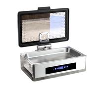 YIGECHENXIN Touch Screen Buffet Chafing Dishes, 9L Rectangular buffet stove 400W/220V Visible tempered glass (Remote temperature control)