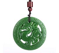 Yigedan - Hollow Carved Dragon Pendant - Coin Shaped Talisman - Natural Green Jade