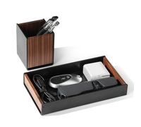 Yigeitopli Walnut Desk Drawer Storage Tray with Pen Holder, Wooden Desktop Organizer for Small Office Accessories, Scissors, Keys, Stationery