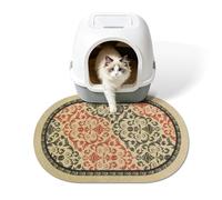Yigerlee Cat Litter Mat, 24"x15" High Density PVC Litter Rug Trapping Mat, Non-Slip, Waterproof & Urine-Proof Litters Catcher Mats, Keep Floor Clean, Soft on Kitten Paws, Cat Essentialss Brown-Green