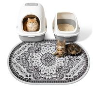 Yigerlee Cat Litter Mat, 33"x22" High Density PVC Litter Rug Trapping Mat, Non-Slip, Waterproof & Urine-Proof Kitty Litters Catcher Mats, Keep Floor Clean, Soft on Kitten Paws, Cat Essentials Black