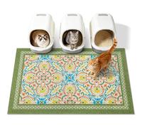Yigerlee Cat Litter Mat,40"x30" High-Density PVC Cat Litters Trapping Mat, Waterproof & Non-Slip Backing, Litter Box Catcher, Soft on Kitty Paws, Easy Washable Pet Supplies Bean-Green