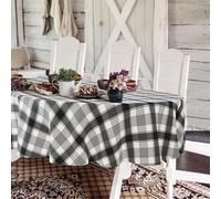 Buffalo Plaid Oval Tablecloth 60x84 Inch, Black and White Country Classic Rustic Polyester Waterproof for Farmhouse Kitchen Decor/Indoor and Outdoor Tables/Parties/Picnics