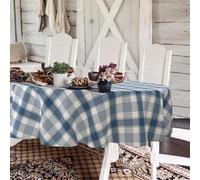 Yighty Buffalo Plaid Oval Tablecloth, 60x84 Inch, Blue and White Country Classic Rustic Polyester Waterproof for Farmhouse Kitchen/Indoor and Outdoor Tables/Parties/Picnics