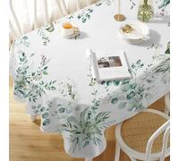Yighty Leaf Floral Sage Green Oval Tablecloth, 54x72 Inch, Leaf Printed, Waterproof, Suitable for Indoor and Outdoor, Holiday Kitchen Restaurant and Party