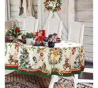 Yighty Oval Christmas Tablecloth 54 x 72In, Elk Holiday Decoration Table Cloth, Polyester Waterproof and Wrinkle-Resistant Durable Christmas Tablecloth for Kitchen, Winter and Home Decor