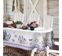Yighty Oval Lavender Floral Tablecloth, 60x84Inch, Watercolor Floral, Waterproof Wrinkle Resistant, Spring/Summer Decor for Kitchen & Dining Room