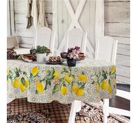 Yighty Oval Lemon Tablecloth 60x84inch, French Lemon Country Farmhouse Spring Summer Waterproof Wrinkle Resistant Washable Tablecloth for Indoor and Outdoor, Holiday Kitchen Restaurant and Party