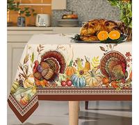 Yighty Rectangle Thanksgiving Tablecloth 60x120In,Autumn Harvest Pumpkin Sunflower Turkey Table Cloth,Polyester Waterproof Wrinkle Resistant Durable Tablecloth for Fall,Thanksgiving,Home Decor