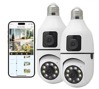 YiGia Security Camera, 2PCS Dual Lens Camera 360 Degree with Light Socket