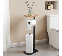 YIGII Free standing Toilet Roll Holder with Shelf, Black