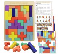 Yigney Dementia Activities for Seniors Wooden Tiles Gifts Geometric Cognitive Products & Training Easy Memory for Alzheimer's Elderly Cognitive Craft Gifts